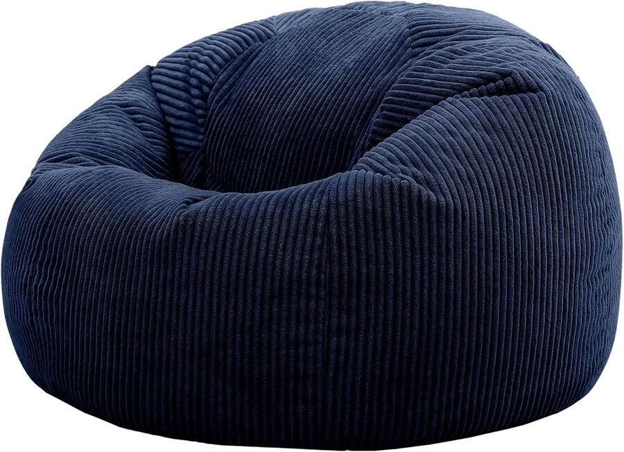 Marineblauwe Corduroy Zitzak voor Volwassenen Comfortabele Fauteuil voor Slaapkamer en Woonkamer
