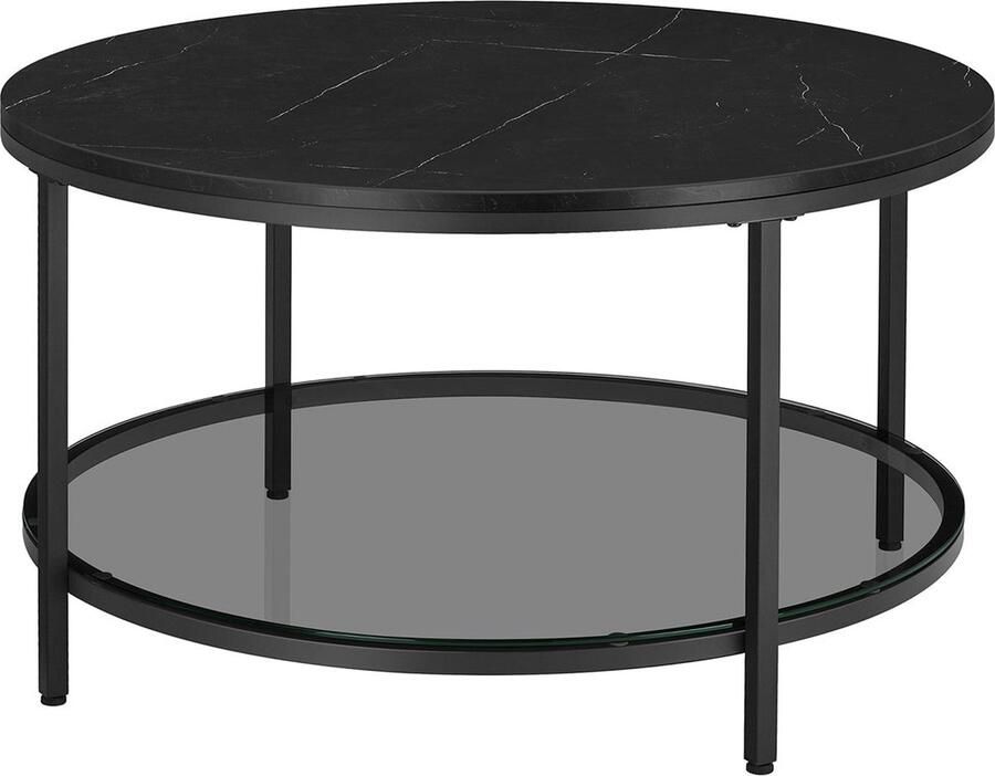 Rootz Living Rootz Marmer Zwart-Inkt Zwarte Salontafel Woonkamertafel Moderne tafel Spaanplaat Gehard glas Staal Verstelbare poten 80 cm x 46 cm 13 6 kg 30 kg capaciteit