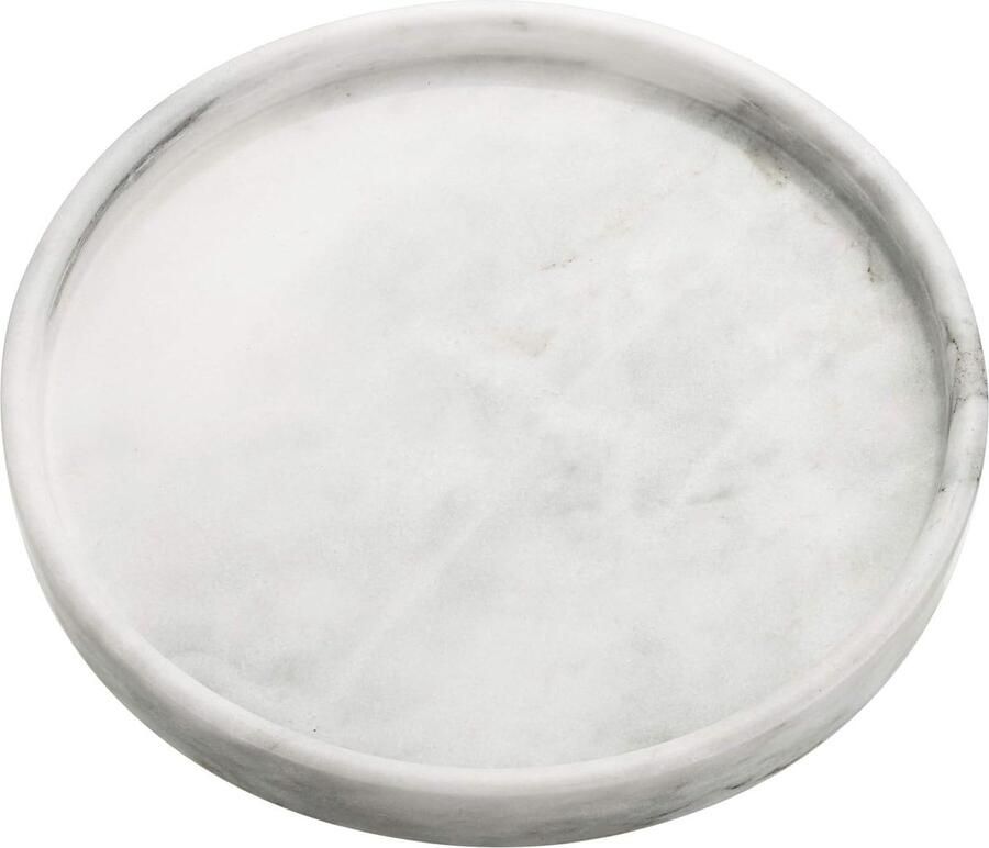 JGS Marmeren dienblad voor salontafel woonkamer bureau keuken badkamer serveerbord (25 cm rond grijs)