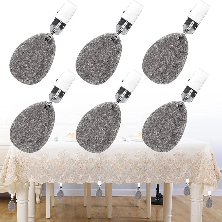 Marmeren tafelkleedgewichten 6 stuks grijs voor buiten gebruik