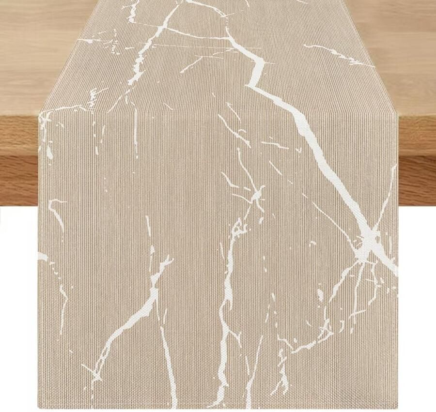 Marmeren Tafelloper Elegant en Duurzaam 1 stuk Polyester Linnen 180 x 40 cm
