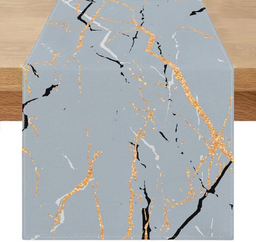 Marmeren Tafelloper Elegant en Ondersteunend 1 stuk Polyester Linnen 140 x 40 cm