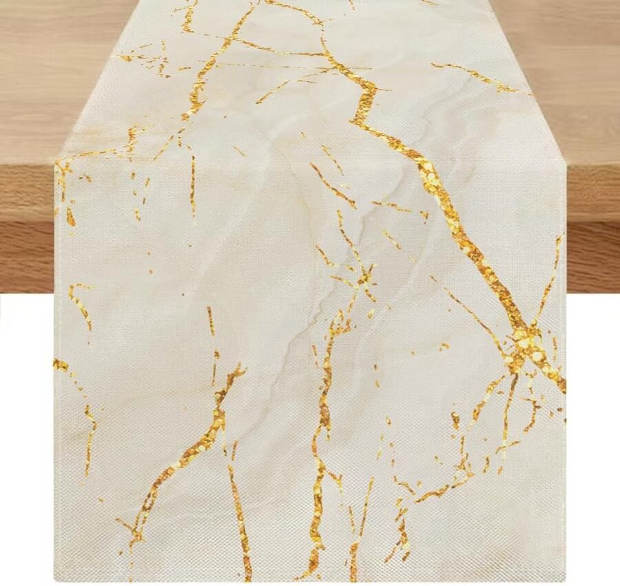 Marmeren tafelloper elegant en veelzijdig 1 stuk polyester linnen 200 x 40 cm