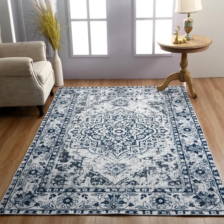 M.A.R.S. s Retro Etnische Tapijten blauw\wit 160cmX200cm