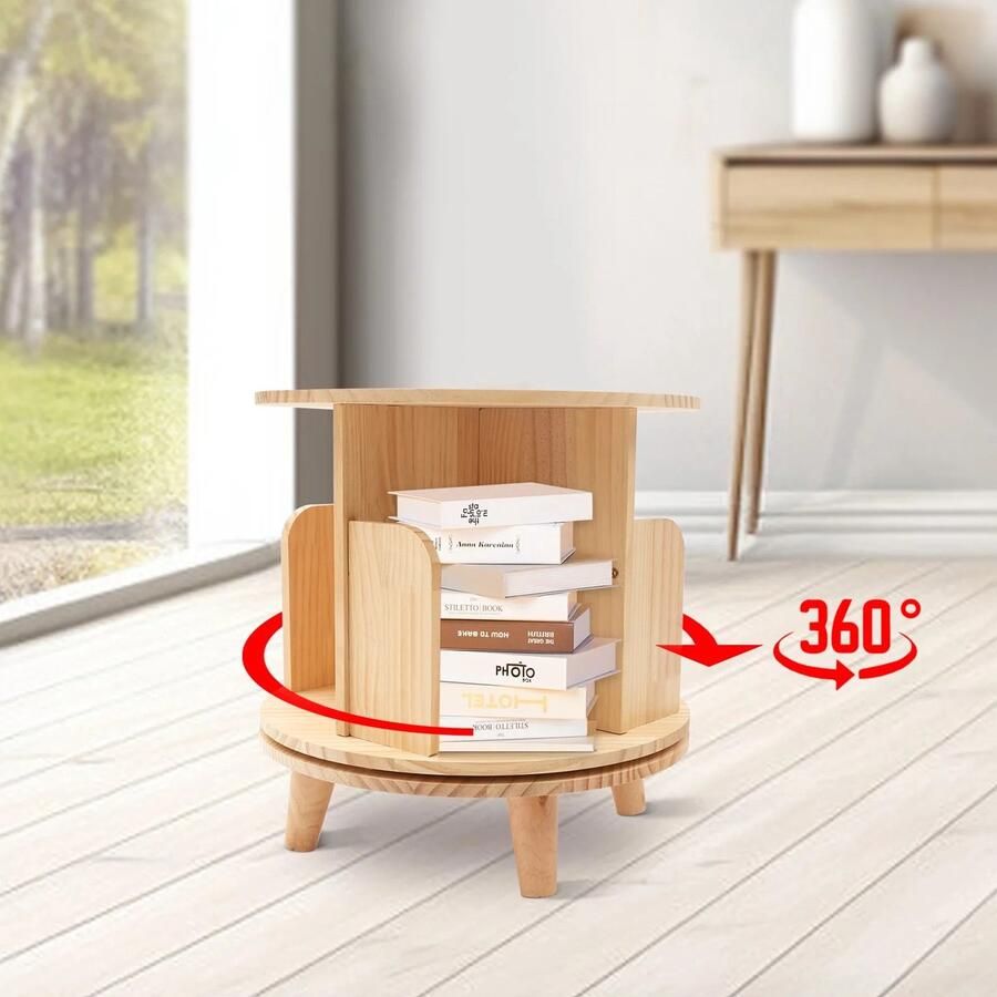 MartiCo Boekenrek Draaibare Boekenplank 360 Display Staande Boekenkast Opbergrek Voor Kinderen En Volwassenen Multi-Functionele Boekenplank Organizer