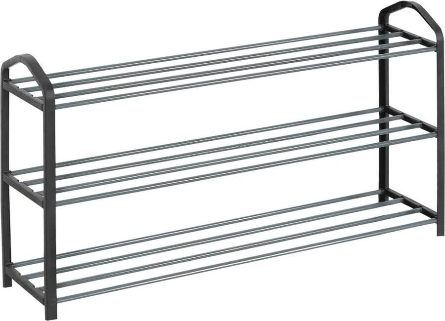 MartiCo Schoenenrek 3-laags Schoenenkast 12 paar Schoenen Schoenenbank Praktisch Zwart