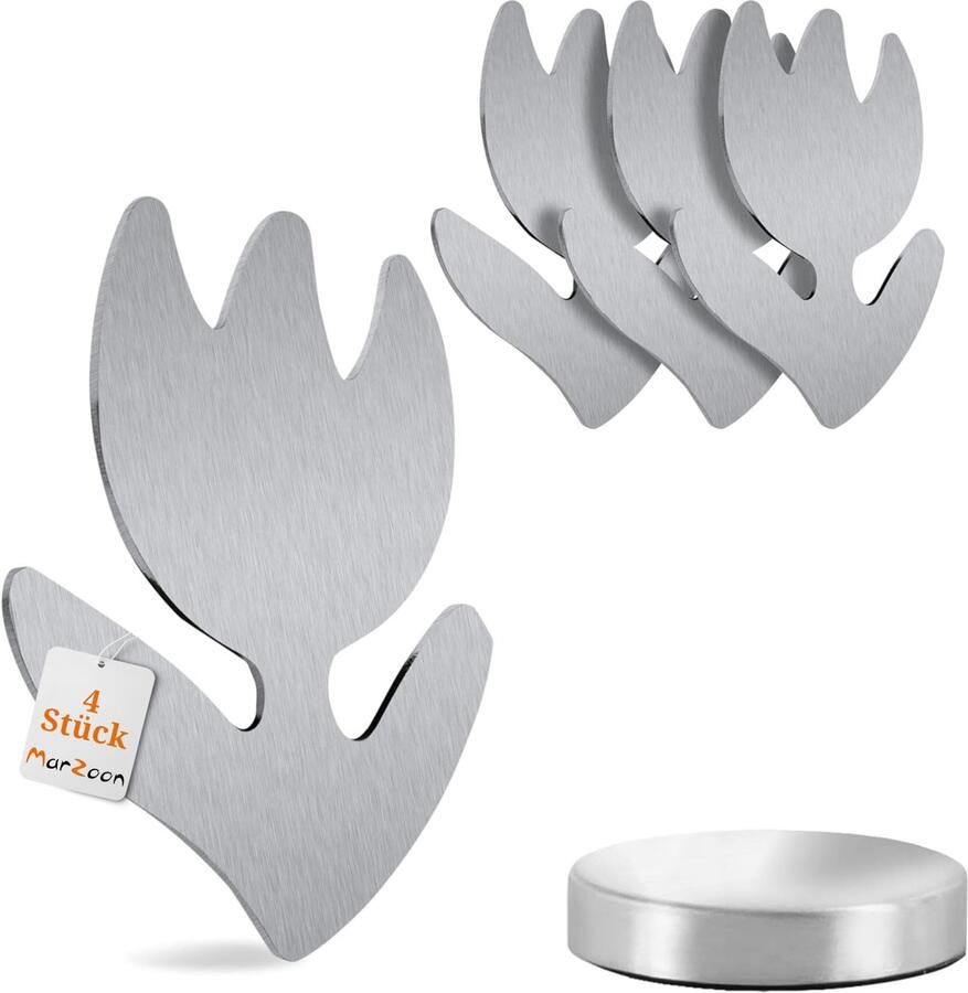 Marzoon 4 Magnetische Tafelkleedgewichten van Roestvrij Staal Tafelkleedhouder met Magneet Zilver (Bloem) Praktische Tafelkleedgewichten voor Tuin & Binnengebruik