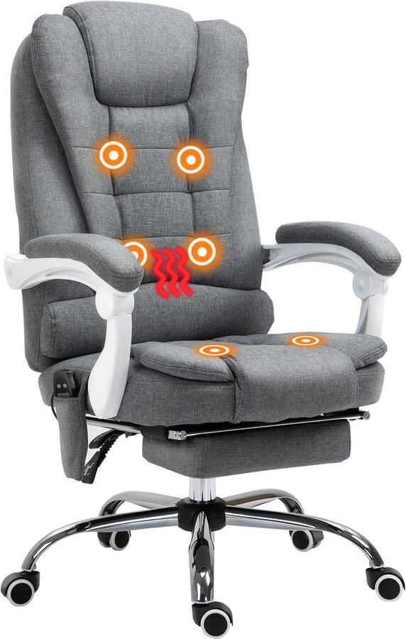 Valora Massagestoel Bureaustoel 6 Punten Massage Verstelbaar Met Afstandsbediening Grijs