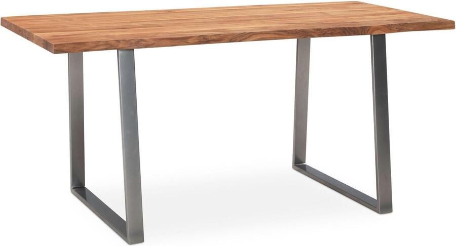 Rootz Living Rootz massief acaciahouten eettafel keukentafel rechthoekige tafel natuurlijke houtnerf handgemaakt in hoogte verstelbare knoppen beschermende vernis 160 cm x 80 cm x 76 cm