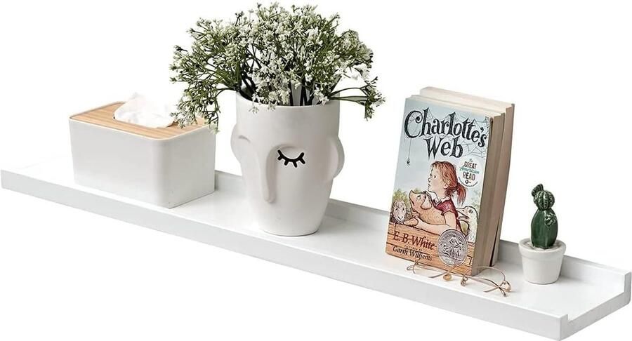 Massief eiken wandrek minimalistisch design 1 stuk wit eikenhout