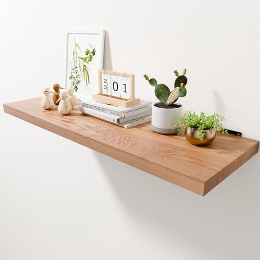 Massief eiken zwevende planken 91 cm Rustieke wandplank voor woonkamer slaapkamer en badkamer