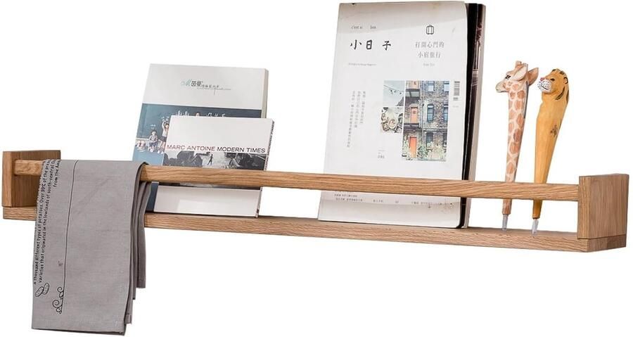 Massief Eikenhouten Wandrek Boekenplank voor Kinderkamer 1 Stuk 60 x 10 cm