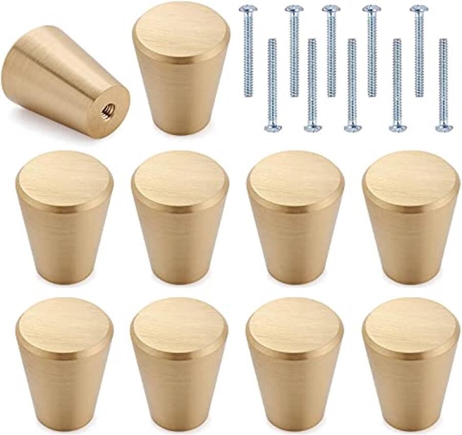 Massief Gouden Kastknoppen 10 Stuks met Schroef Aluminiumlegering Ladehandvatten voor Kasten en Boekenkasten