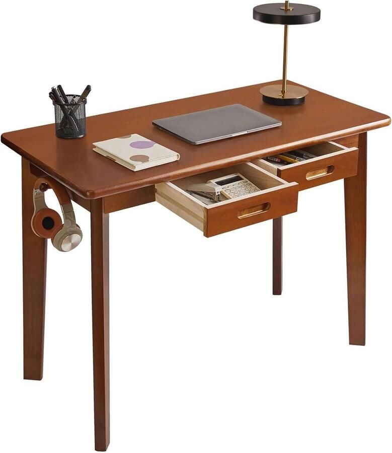 Massief Houten Bureau met Laden voor Thuiskantoor Rustiek Bruin