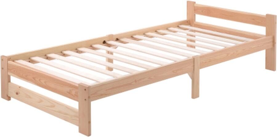 Massief Houten Futonbed 200x90cm Zonder Matras Kinder En Volwassenenbed Natuurlijk Massief Hout Met Hoofdeinde En Lattenbodem