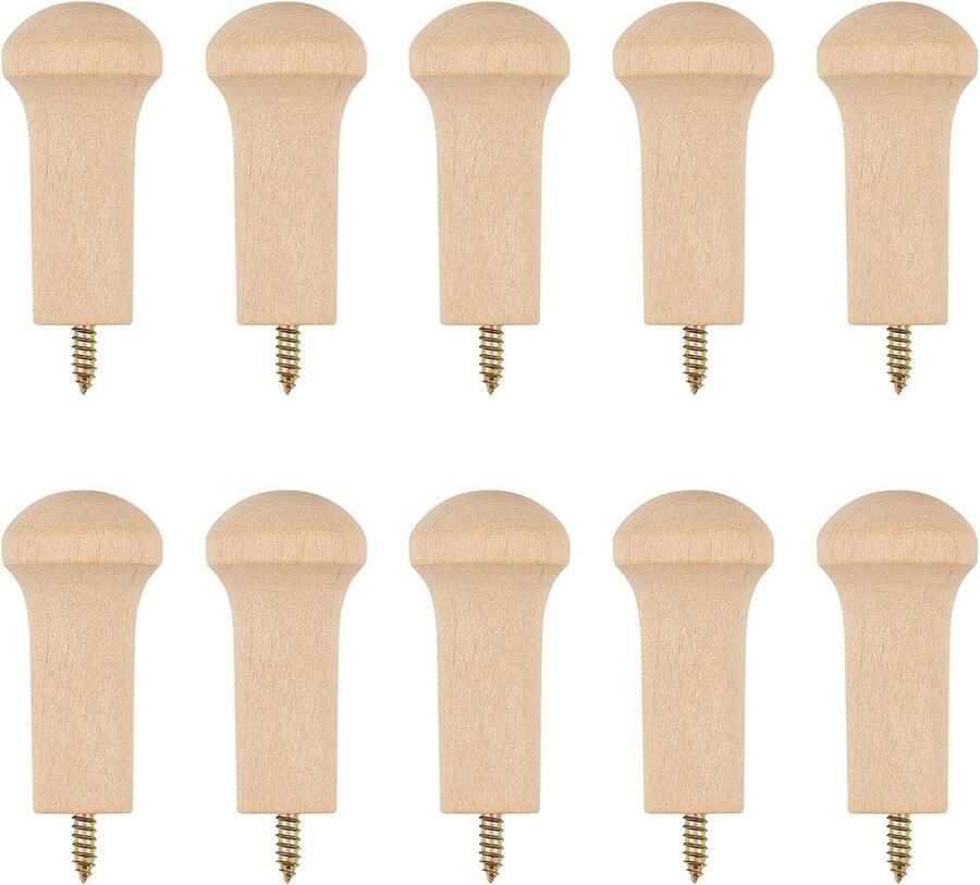 Massief Houten Haken Set van 10 Stuks Onvoltooide Shaker Pegs voor DIY Kledingrekken Praktische Wandhaken voor Thuisgebruik