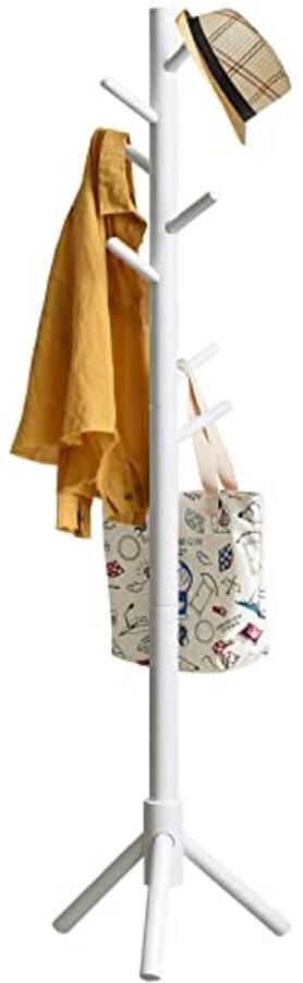 Massief Houten Kapstok met 8 Haken Minimalistisch Kledingrek voor Jassen en Hoeden