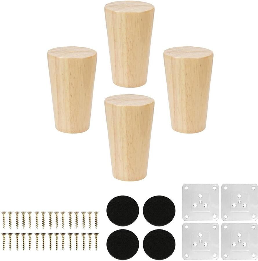 Massief houten meubelpoten duurzaam en veelzijdig set van 4