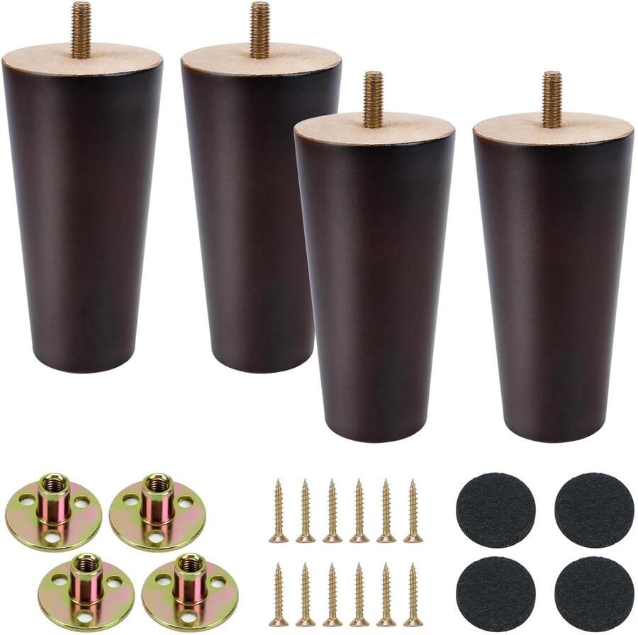 Massief houten meubelpoten duurzaam set van 4 walnoot