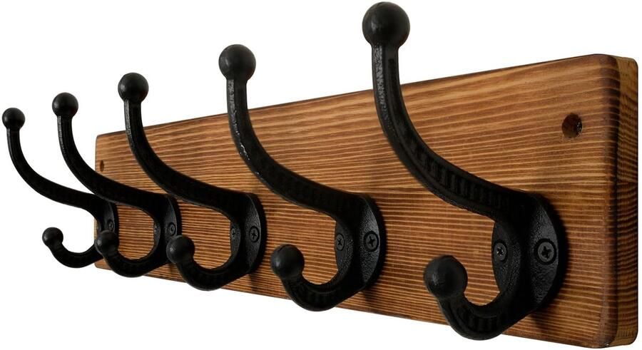 Massief Houten Wandgarderobe Vintage Kledinghaken 1 stuk Gietijzer