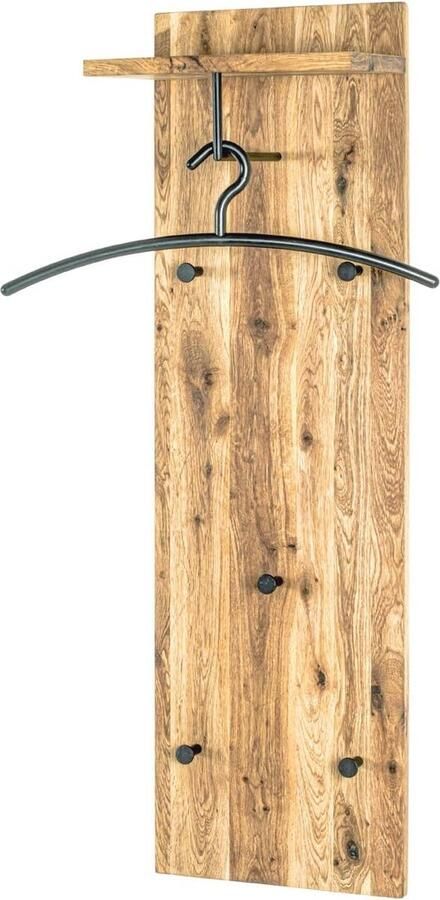 Massief houten wandkapstok met hoedenrek en haken 30x20x100 cm