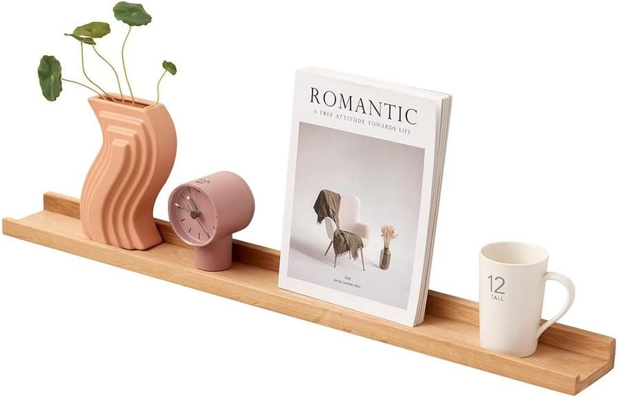 Massief Houten Wandplank Vintage Sfeer 1 stuk Eikenhout 60 x 15 x 4 cm