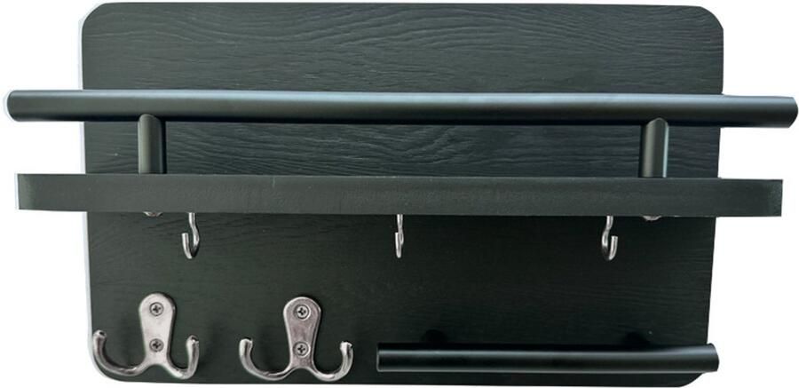 Massief houten wandrek wandplank sleutelrekje Wandgemonteerde opbergplank Sleutel- en brievenhouder Houten kapstok voor in de hal Massief houten sleutelrek