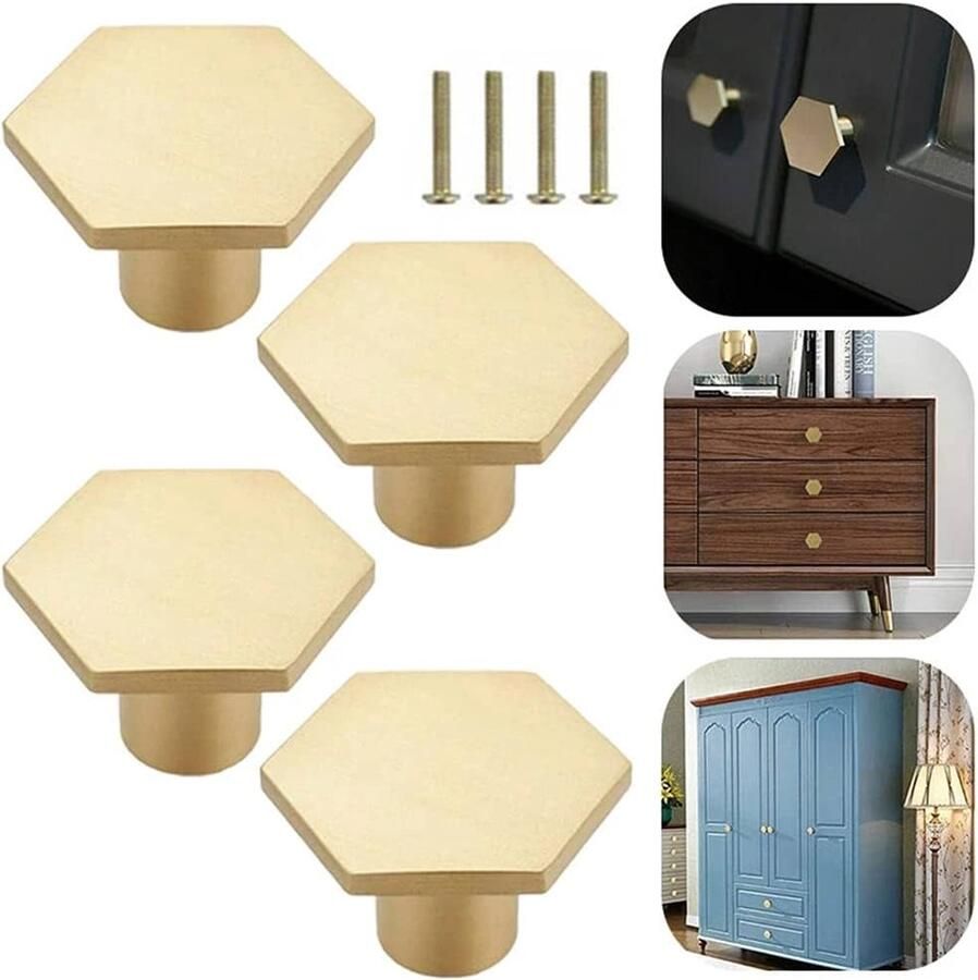 Massief Messing Handvat Hexagonaal Design Set van 2 Waterdicht en Roestvrij