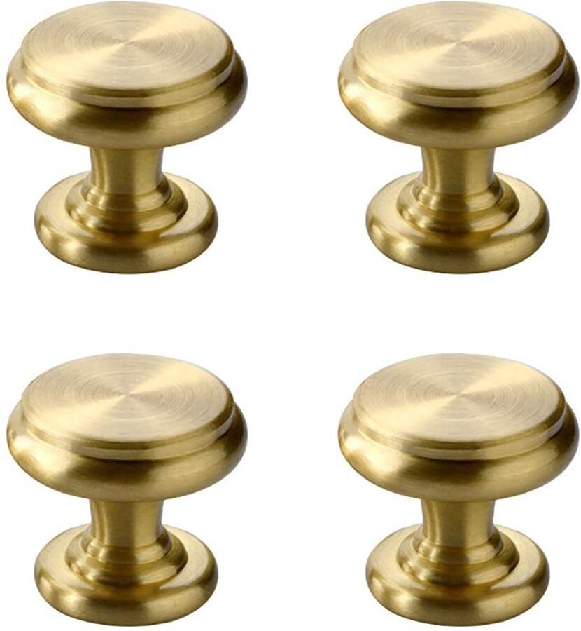 Massief Messing Knoppen Mid-Century Stijl 4 Stuks Gouden Tone