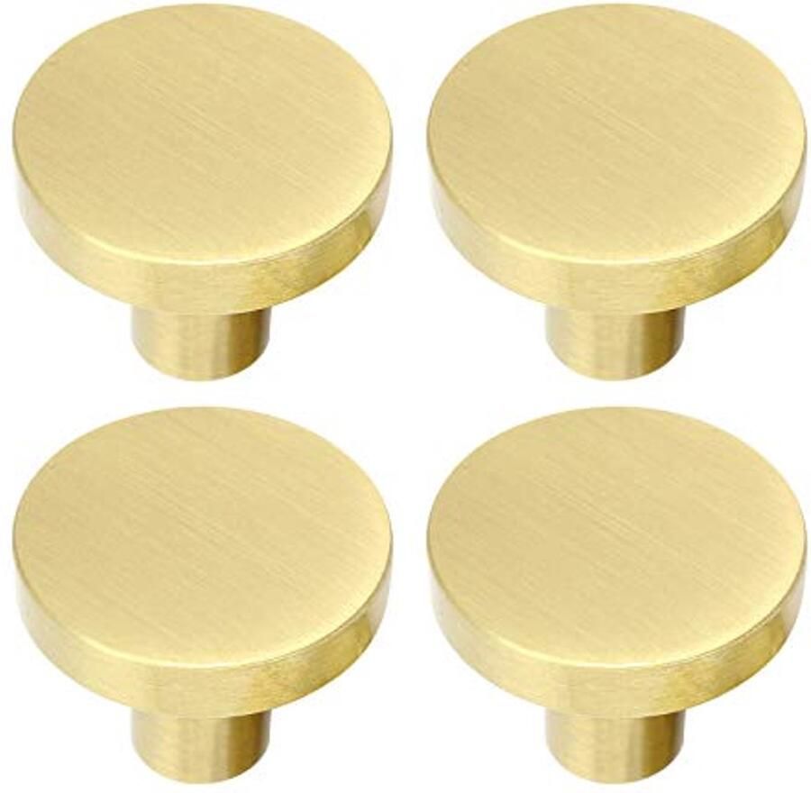 Massief messing ronde kastknoppen Handgrepen voor kastdeuren en dressoirladen (20mm x 25mm) Set van 4