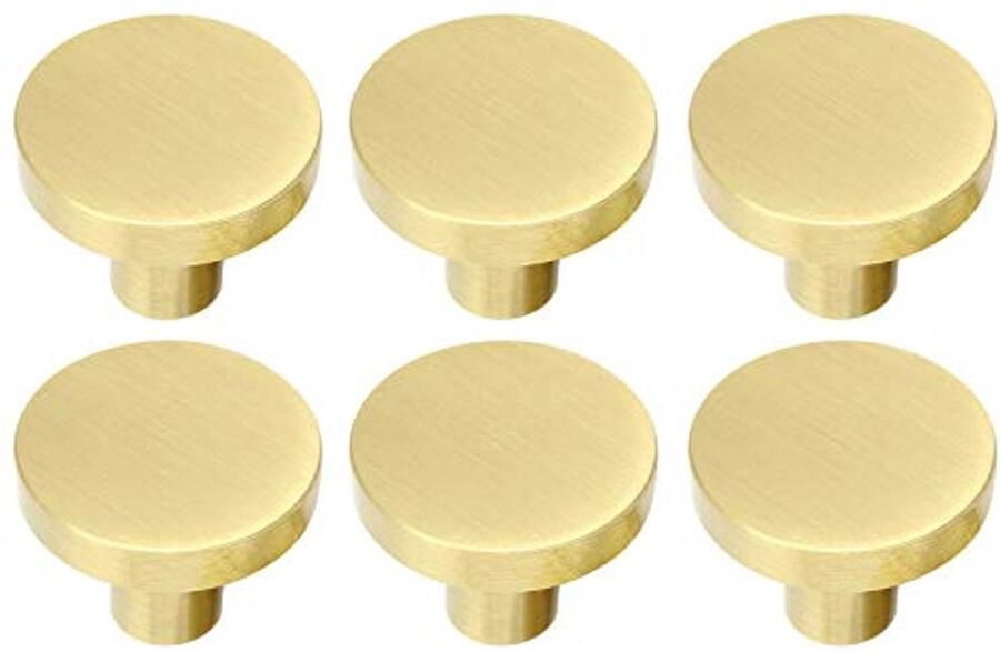 Massief messing ronde kastknoppen voor meubels 6 stuks (20 mm x 25 mm)