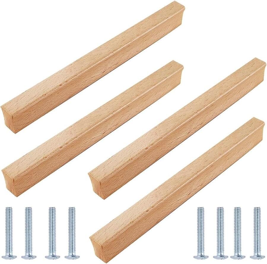 Massieve Houten Handgrepen voor Keukenkasten 4 Stuks 240mm Deurgreep en Ladegreep