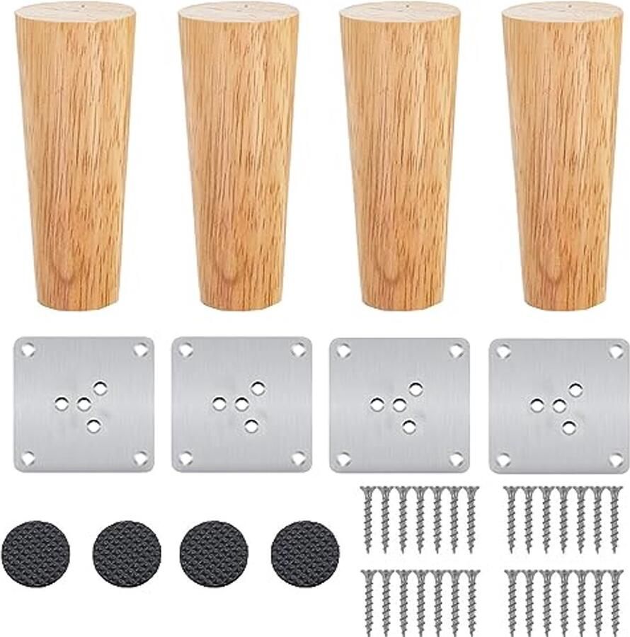 Massieve houten tafelpoten 10 cm 4 stuks conische meubelpoten voor stoelen en tafels