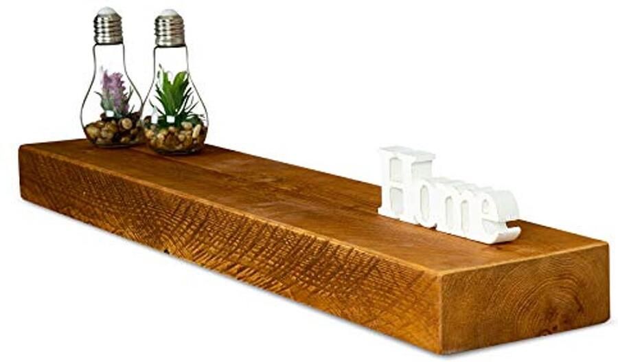 Massieve houten wandplank 100 x 20 cm Vintage en rustiek design