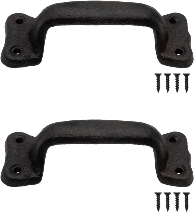 Massieve rustieke deurgrepen set van 2 zwart ijzer 140 x 38 mm
