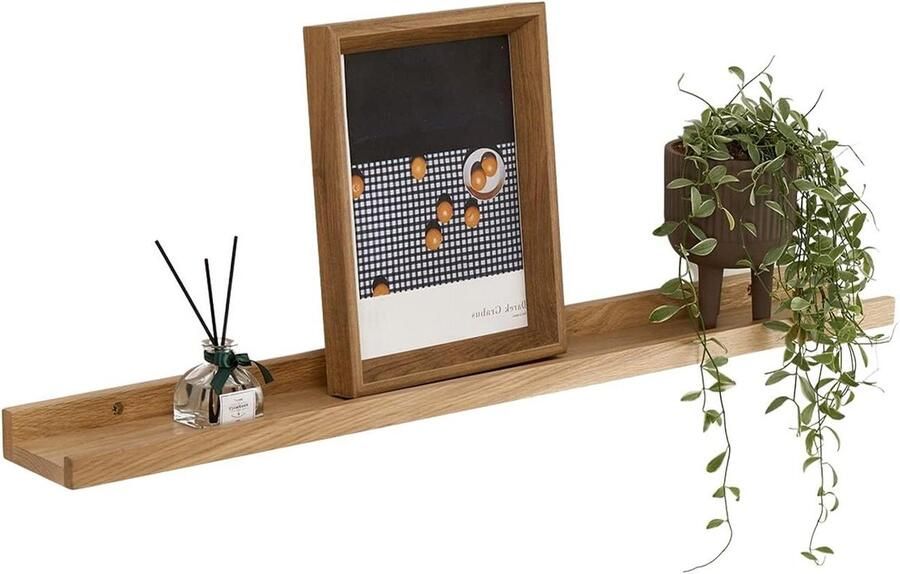 Massieve Zwevende Fotolijst Hout 50cm Rustiek Eiken Wandplank Kruidenrek Ideale Decoratie voor Woonkamer Slaapkamer Kinderkamer Bredere Versie bathroom shelf wood