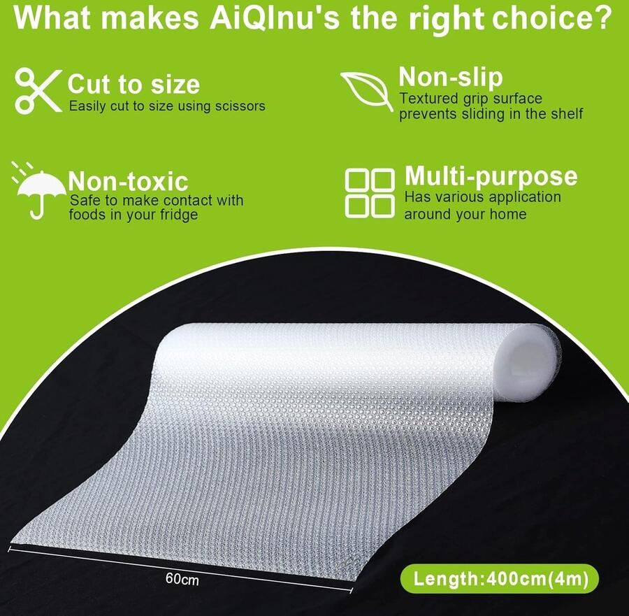 Mat voor laden antislip voor laden niet-klevend EVA transparant waterdicht Shearable vloermatten voor keukenkasten laden tafels koelkast planken (60 x 400 cm)