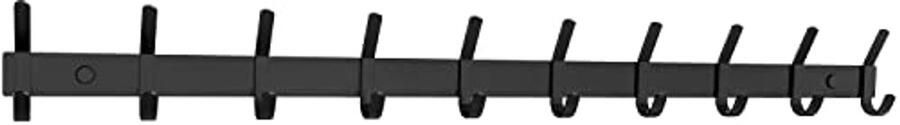 Mat zwarte wandkapstok met 10 dubbele haken 86 6 cm roestvrijstalen haakrail voor jassen en hoeden