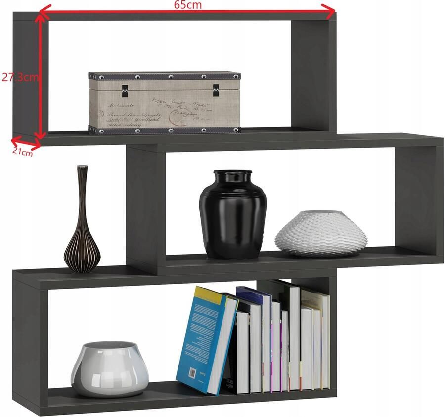 Matkam Wandplank ADAM antraciet grijs rek