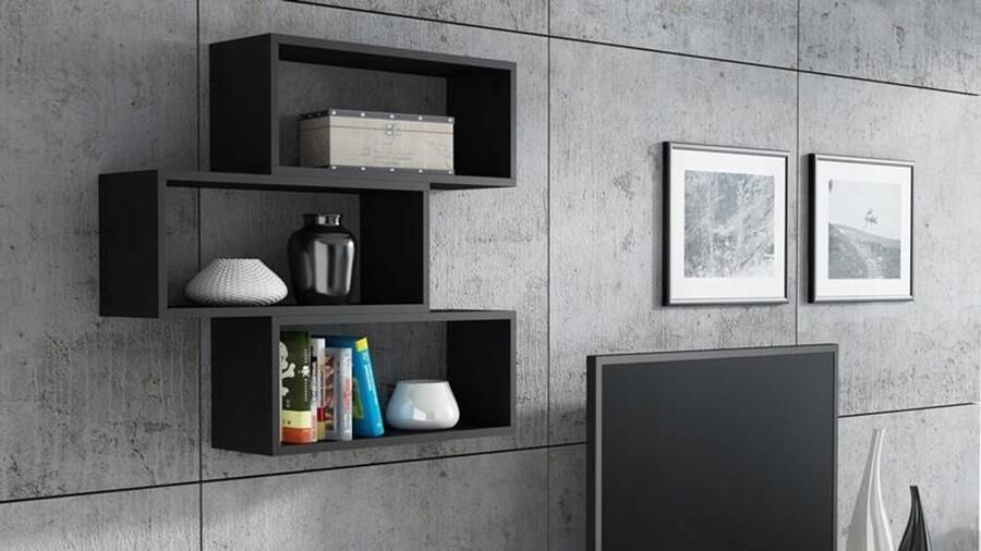 Matkam Wandplank ADAM zwart voor boeken voor kamer