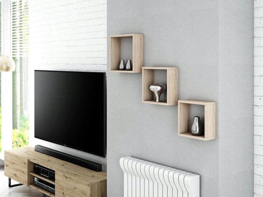 Matkam Wandplank EX3 KWADRAT eiken sonoma 3 stuks planken