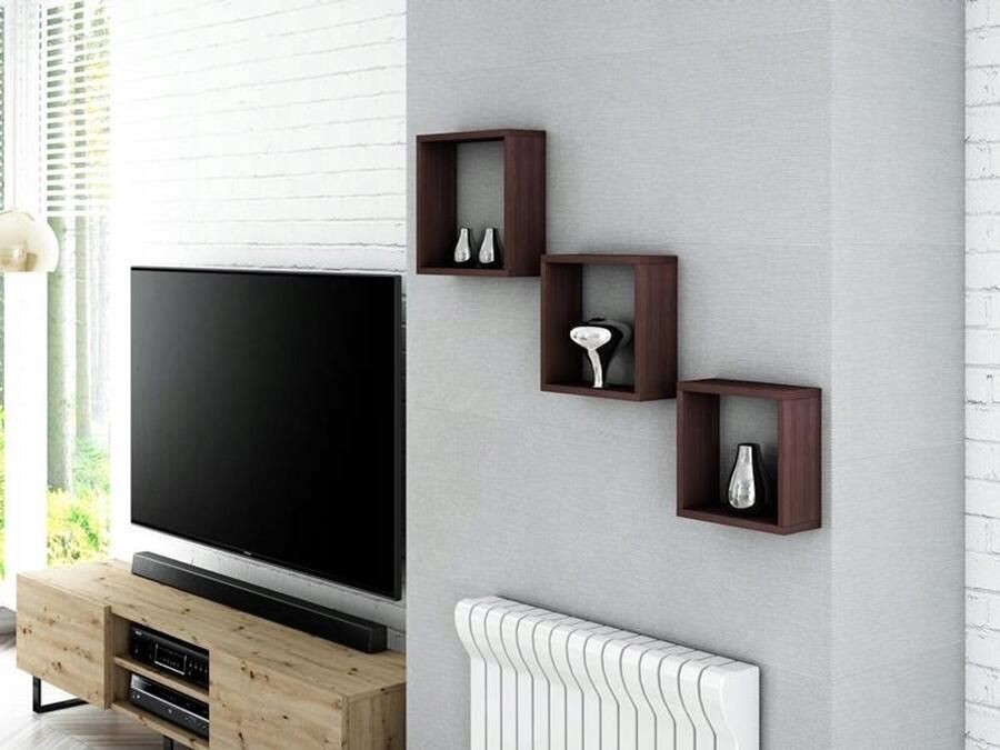 Matkam Wandplank EX3 KWADRAT wenge set van 3 planken