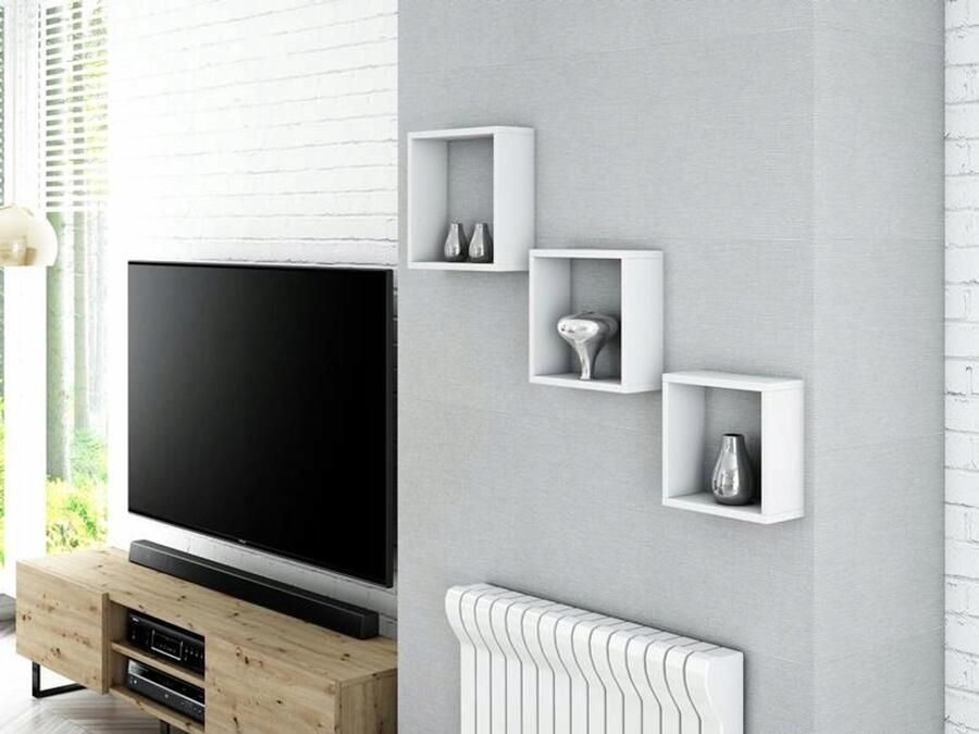 Matkam Wandplank EX3 KWADRAT wit set van 3 planken