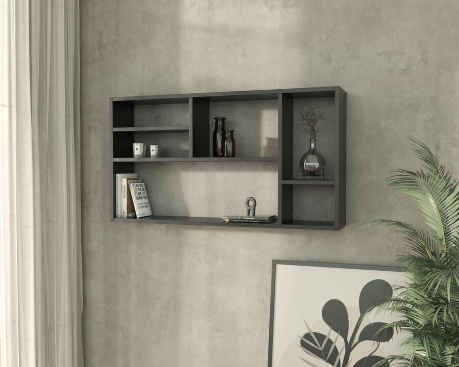 Matkam Wandplank MILANO zwart boekenrek met foto's