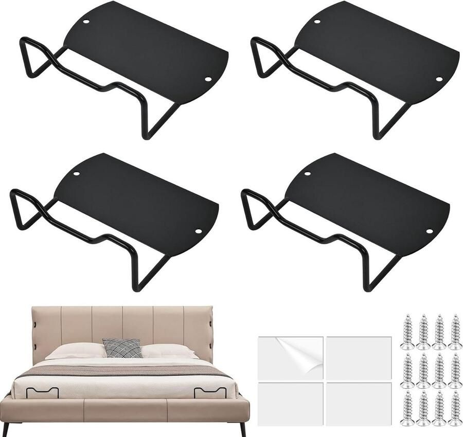 Allecto Plus Set van 4 Antislip Matrashouders voor Lattenbodems en Tatami's Metalen Wig om Schuiven van Matras te Voorkomen Slaapcomfort Matrasbescherming