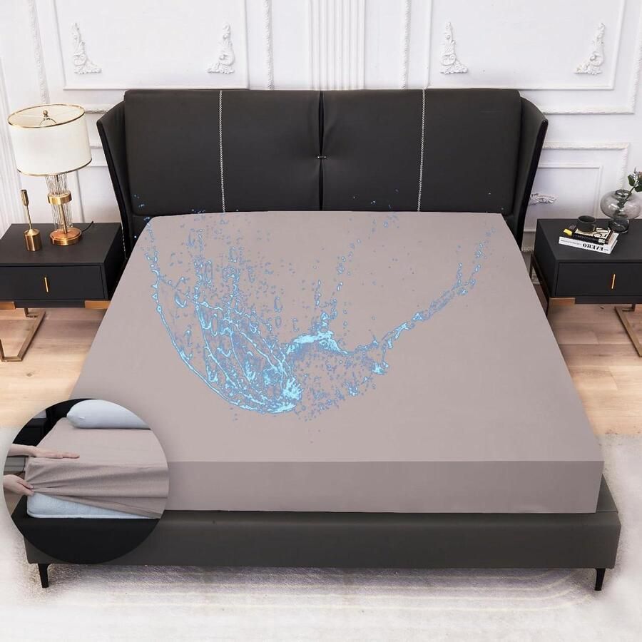Matrasbeschermer 140x200cm waterdicht waterdichte ademend grijs-matrasbeschermer Voorkom vocht en houd je matras schoon Wasbaar hoeslaken met stijlvol ontwerp matrasovertrek