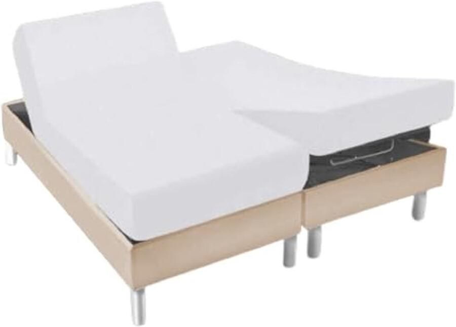 Matrasbeschermer 2 x 80 x 200 cm voor scharnierend bed Katoenen fleece 200 g m²
