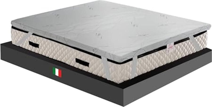 Matrasbeschermer voor een zeer harde matras orthopedisch 6 cm hoog hypoallergeen en antibacterieel afneembare hoes tweepersoons 170 x 190 cm