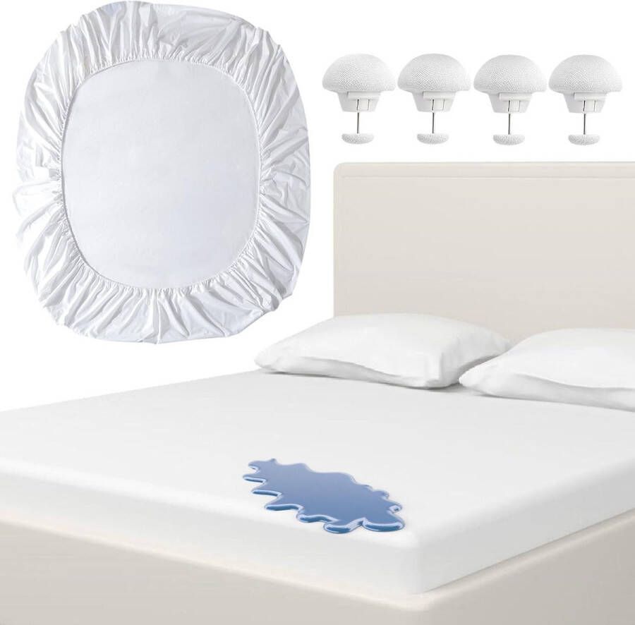 Matrasbeschermer 90 x 200 cm matrasbeschermer waterdichte matras met 4 bedlaken-bevestiggespen matrashoes voor kinderen en bedplassen (wit)