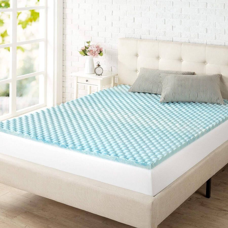 Matrasbeschermer Swirl Gel van verfrissend traagschuim koeling luchtstroomdesign anti-druk 140 x 190 cm Oeko-Tex-gecertificeerd voor matras bed bank